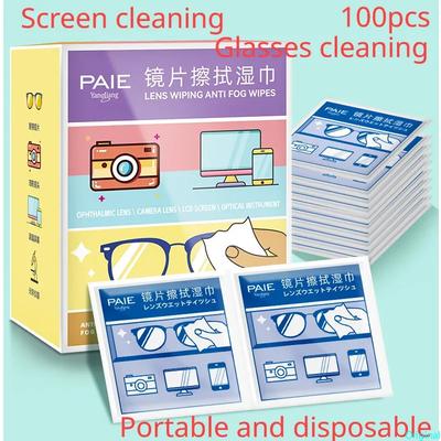 Portable 100 Pieces/bag Sunglasses Cleaning Cloth Glasses Phone Screen Glass Lens Cleaning Glasses Wet Wipes