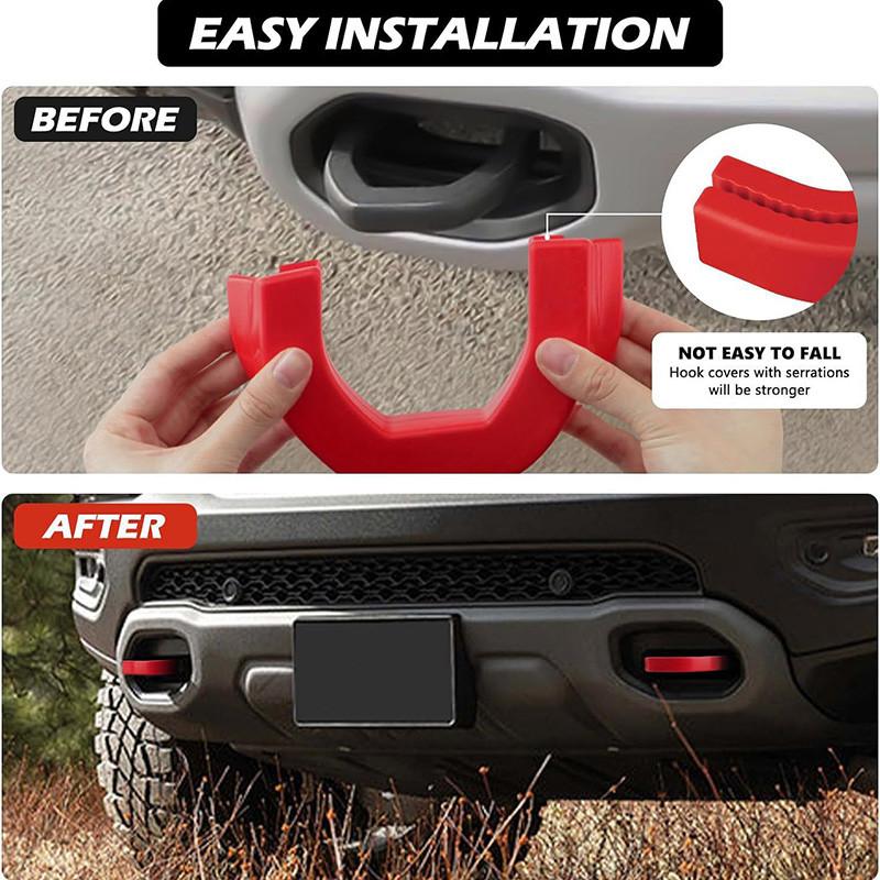 2x Red Front Tow Hooks Covers Automobile Replacement For RAM 1500 2019-2024 Vehicle Spare Parts Easily Install