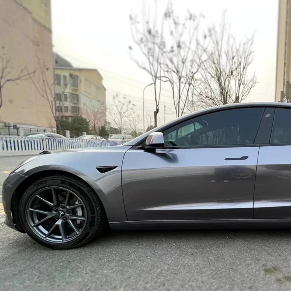 Car Sticker Color Change Vinyl Film Metallic Charcoal Grey PET Bubble Free Wrapping Car Accessories Auto Self Adhesive Decals
