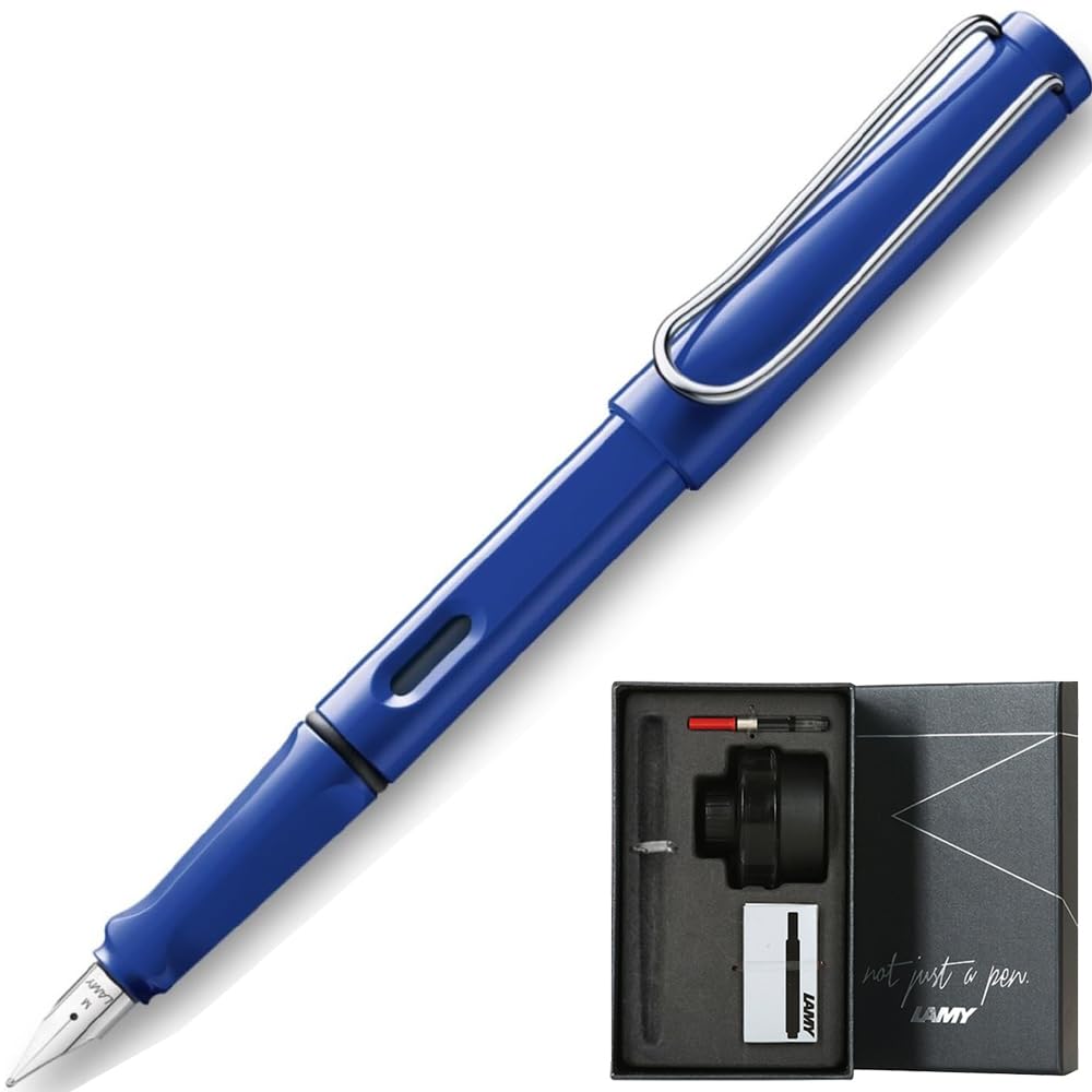

Набор LAMY Safari Fountain Pen Back to School 50 мл в бутылке и Extra EF L14 (Включает Конвертер, Чернила, Картридж) Синий, Тонкий, Размер, чёрный