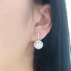 High-End Luxury Round Drop Earrings with Micro-Paved Zircon; Korean Temperament Style Women's Studs and Ear Hooks