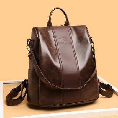 Women's Bag PU Soft Leather Feeling Backpack Large Capacity Simple Schoolbag Travel Schoolbag Leisure Commuting Bag