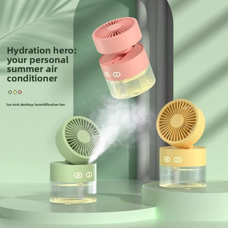 Mini ventilador de escritorio USB portátil con humidificador y nebulizador plegable