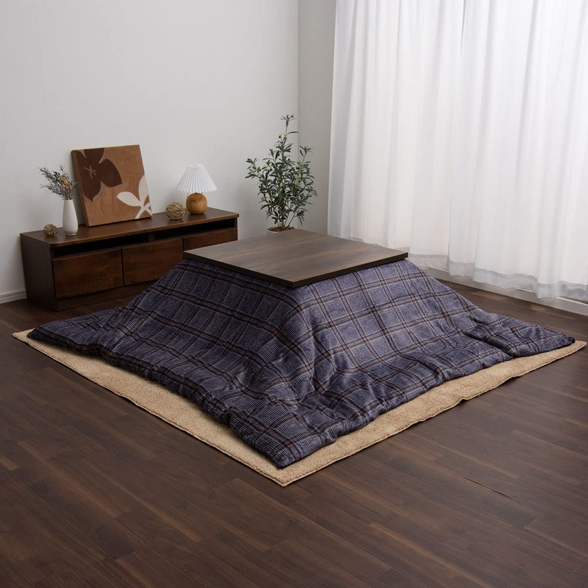 

IKEHIKO Kotatsu Futon Cover, Karis Cover, Approx. 195 x 195cm, Navy, Casual Check Pattern, Water-Repellent, Washable, #5576129