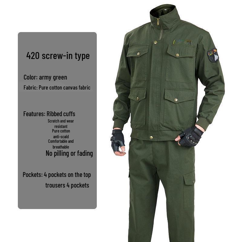 Men's Autumn Cotton Welder Anti-Scald Workwear Set - Wear-Resistant Labor Protection Suit/Pants