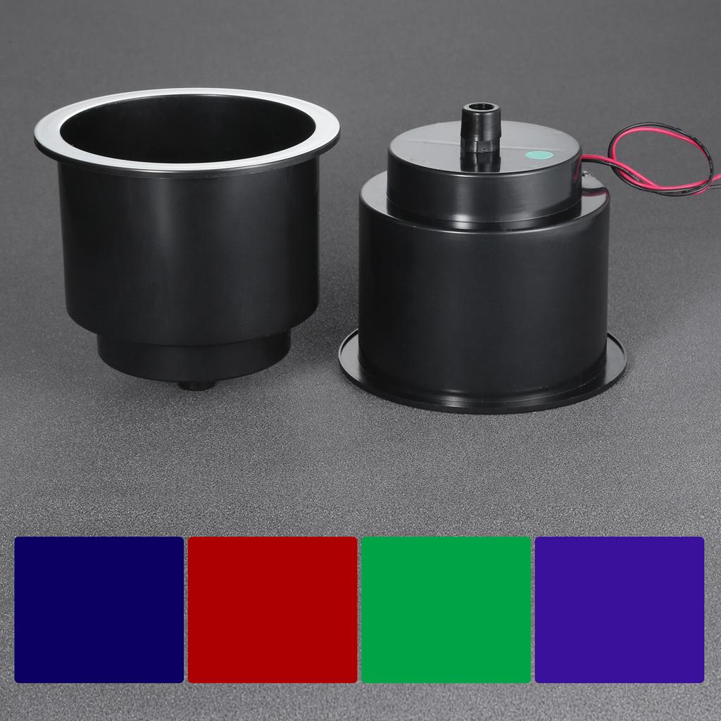 Plastic Marine RV Car Cup w/LED Lights |Drink Can Water Bottle Holder Plastic with Water Outlet Drain Holes for