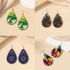 A Pair of Water Drop Print Earrings Atmospheric Retro Elegant Wooden Earrings