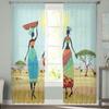 Afrikanische Frauen Ethnische Giraffe Elefant Tüll Vorhänge Für Wohnzimmer Chiffon Voile Sheer Fenster Vorhang Für Schlafzimmer