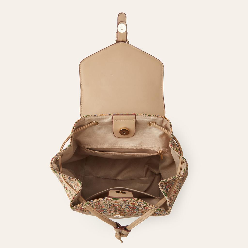 Boho Cork Backpack for Women Bohemian Style Daypacks Vintage Printed Purse Teenager School Bag Women's Lightweight Multipurpose Travel Work Handbag