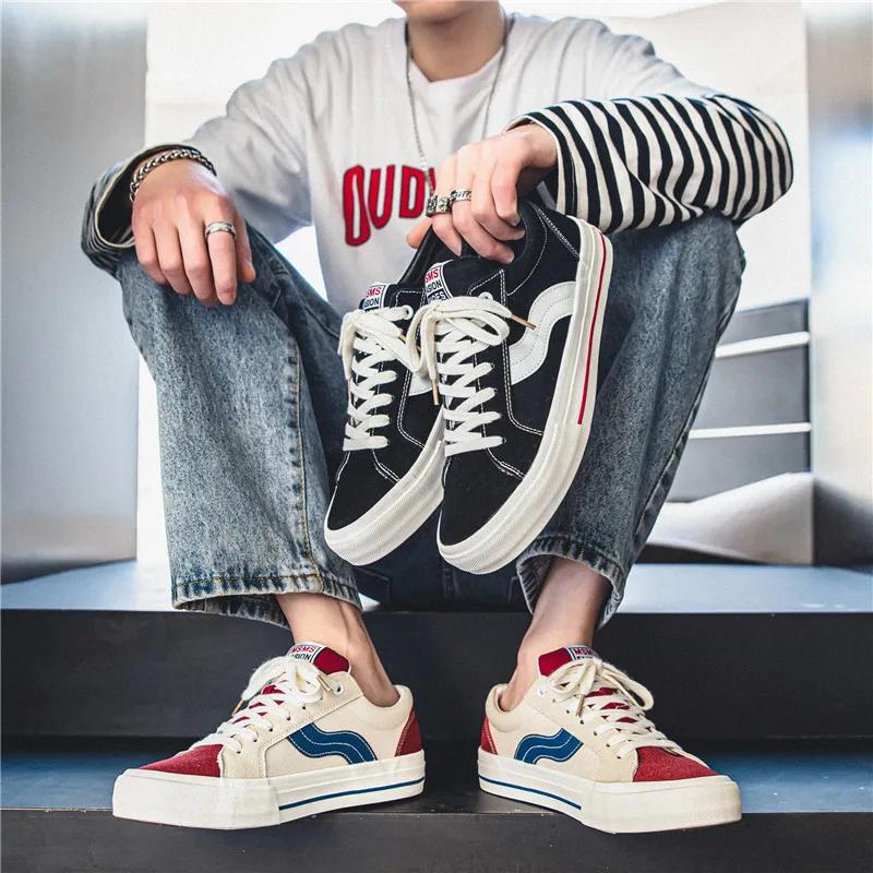 New Shoes for Men Canvas Casual Shoes Spring Flat Skateboard Vulcanized Shoes Youth Cool Sneakers