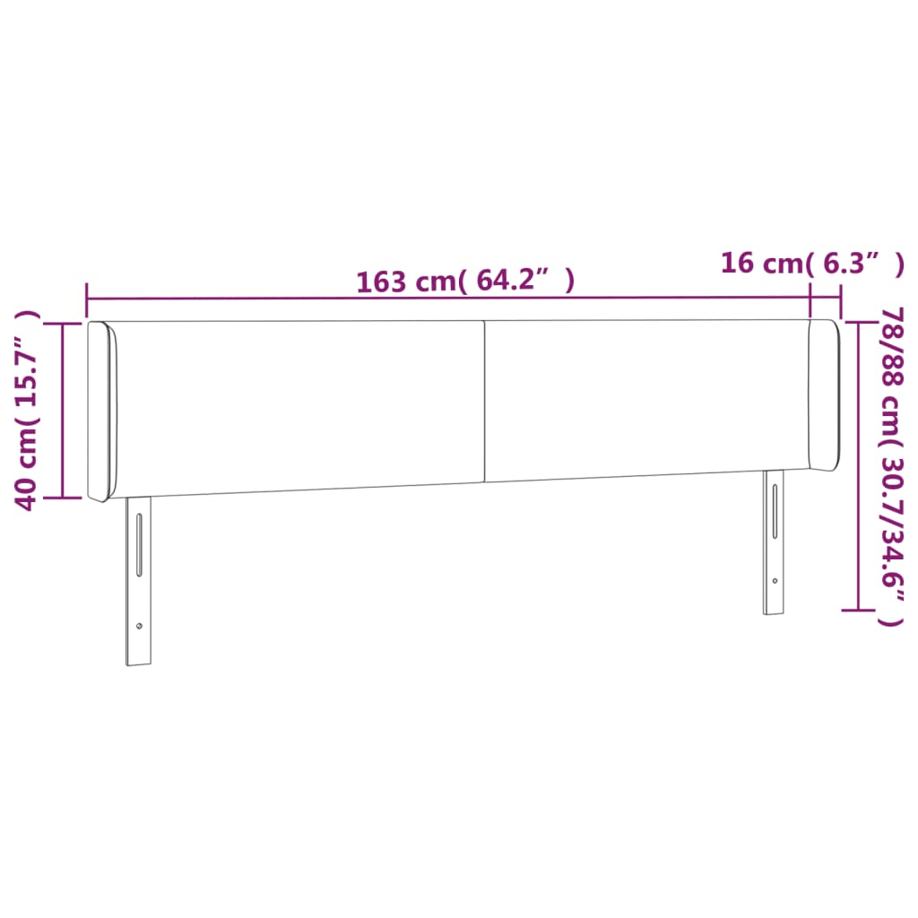 Vidaxl Zagłówek Do Łóżka Z Led, Biały, 163X16X78/88 Cm, Sztuczna Skóra