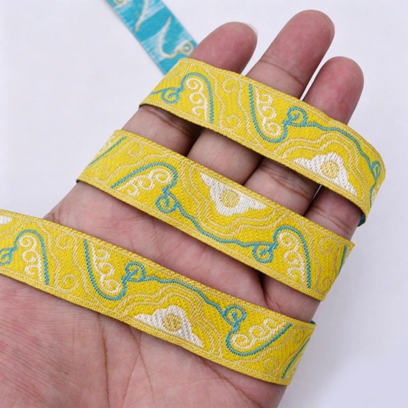 1.7M Long Embroidery Patches Cloud Pattern Fabric Ribbon Sewing Trim For Handmade Costume Curtain Sewing Embellishments