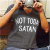 Stylish Women Not Today Satan Tee Comfortable Casual Short Sleeve V-neck Top
