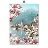 Calm Ocean Landscape Seagull Beach Shell Romantic Sakura Art Canvas Print Painting Posters Living Room Wall Picture Home Decor