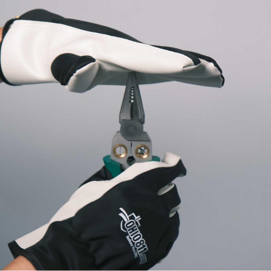 Black PU Anti-Slip Outdoor Protective Gloves - Elastic, Wear-Resistant, Anti-Stab Large