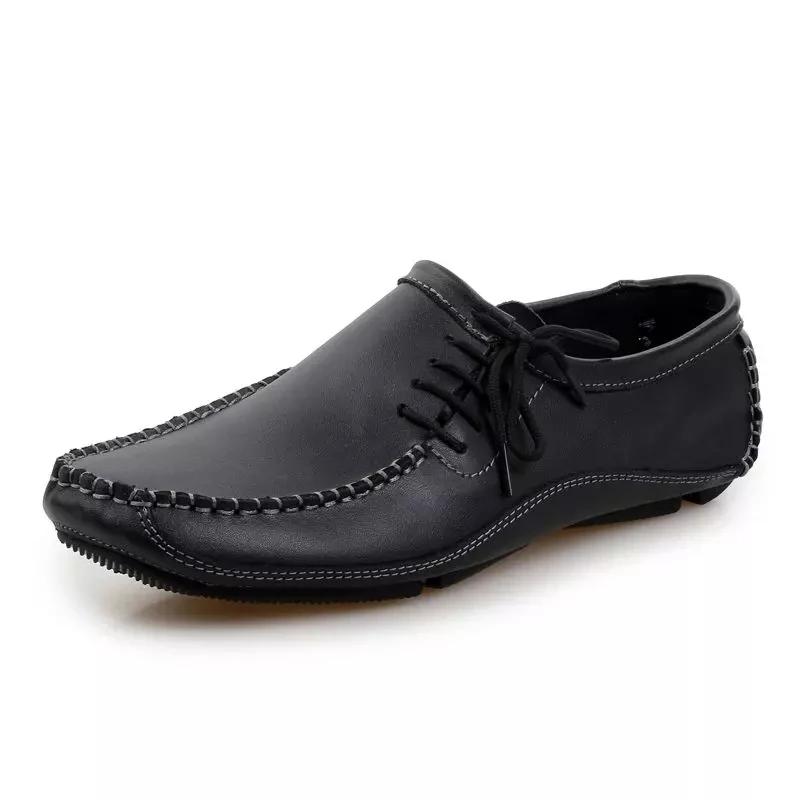 

Fashion Men Loafers Shoes Leather Casual Men s Flats Design Lace-Up Plus Size Men Shoes Man Moccasins Driving Shoes for Men 47 чорний