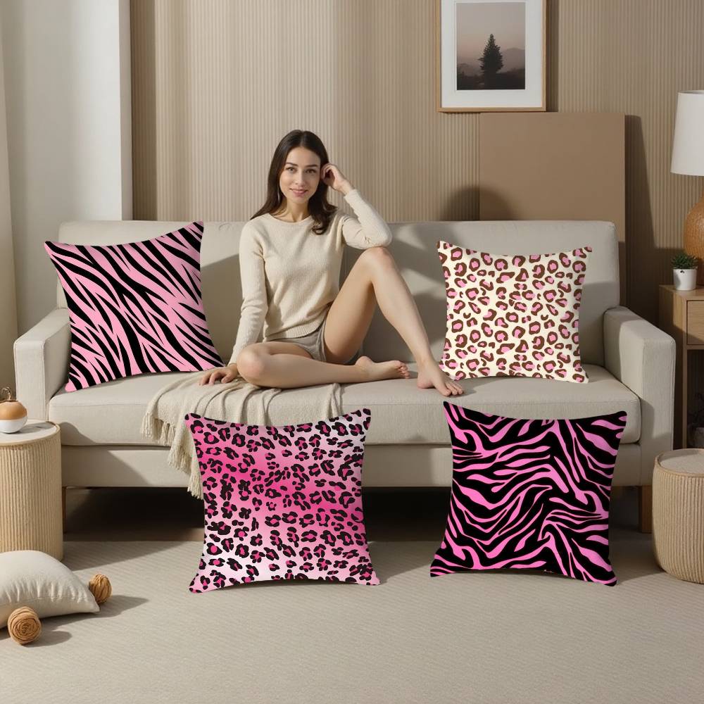 Y2k Fashion Leopard Print Pillow Case Plush Fabric Soft Double Sided Print Sofa Cushion Cover Throw Pillow Covers