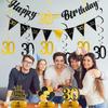 30th Birthday Decorations for Him Pre Assembled Black Gold Happy 30th Birthday Banner, Hanging Swirls and Table Honeycombs Centerpieces for Men 30th