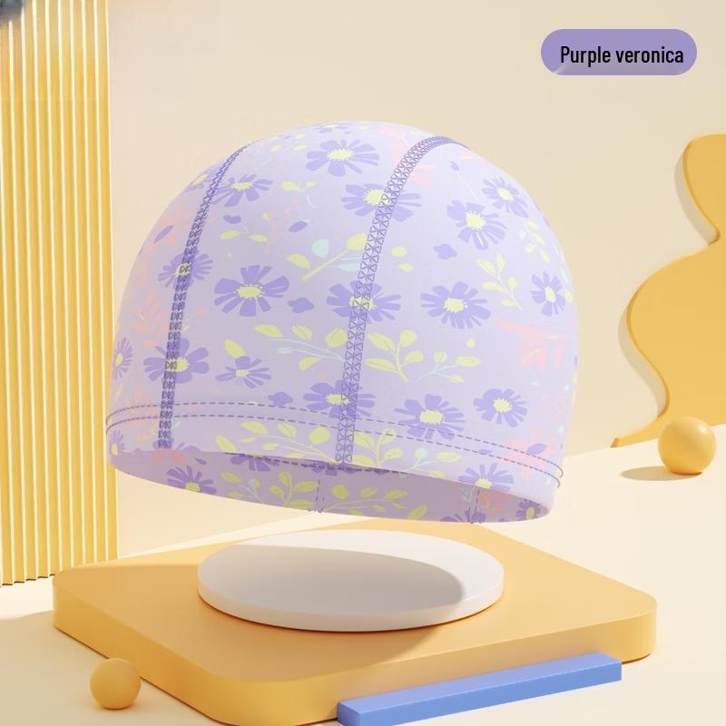 MDNG Kids  Purple Daisy PU Swimming Cap
