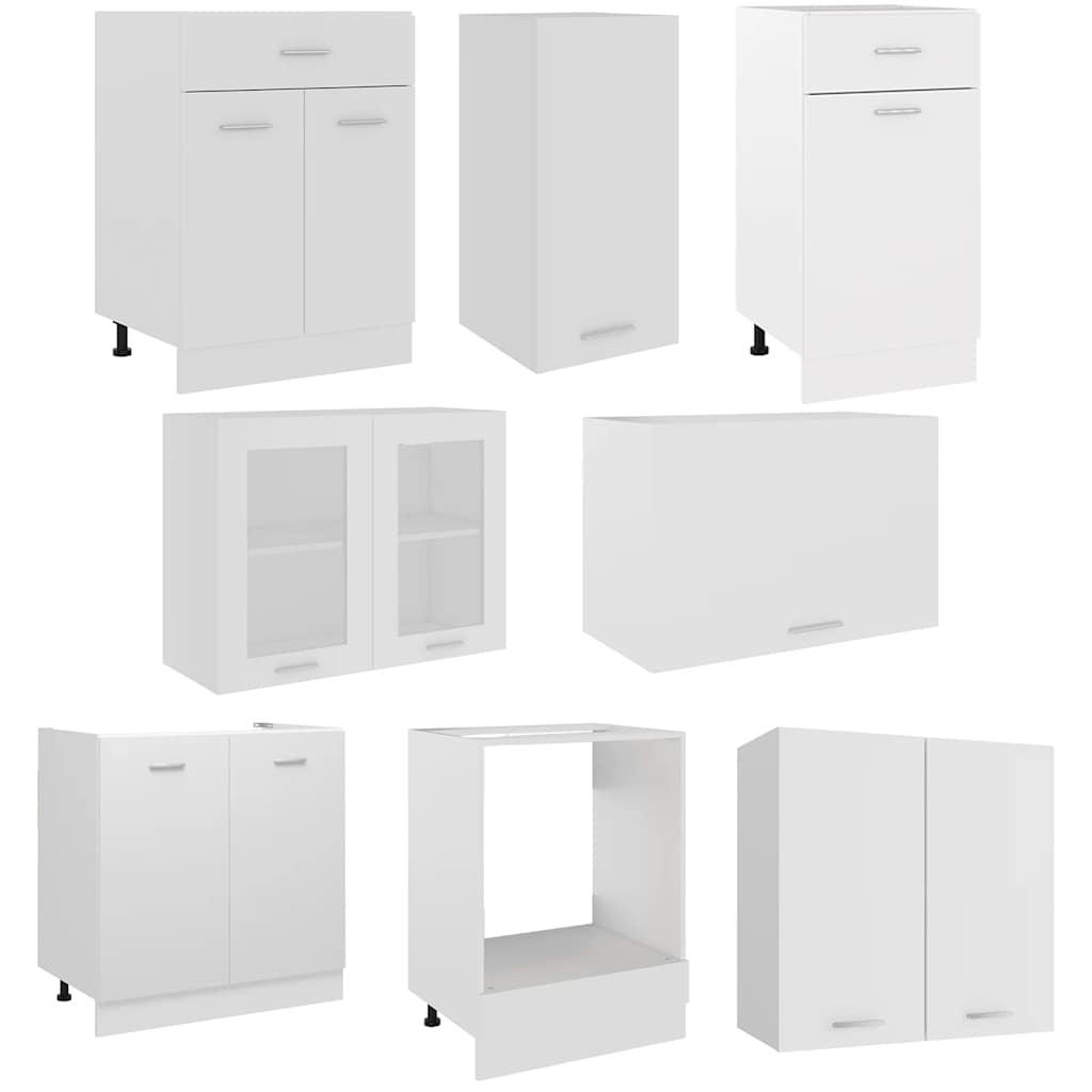 8 Piece Kitchen Set Lyon White Particleboard