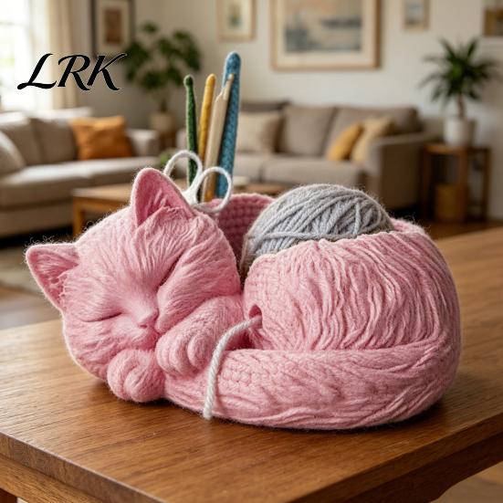 Cat Yarn Bowl for Crocheting And Knitting, Cute Holder Crochet Organizer, Stylish Minimalist Lovers Knitters