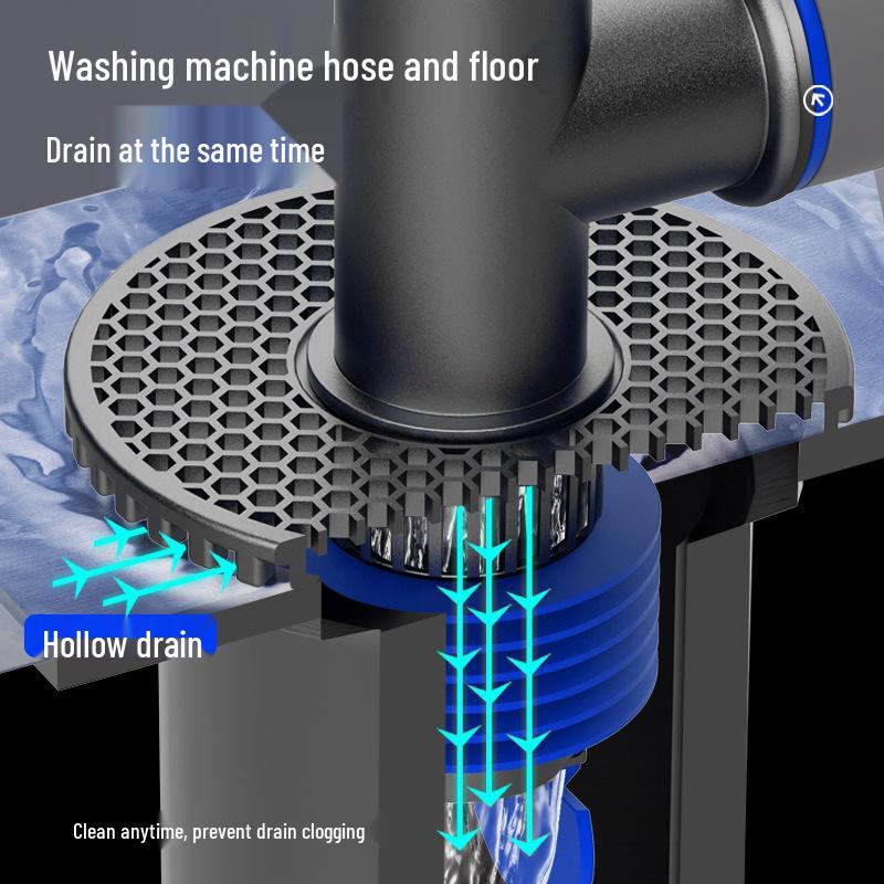 Three-Way Washing Machine Drain Connector with Anti-Odor Floor Cover