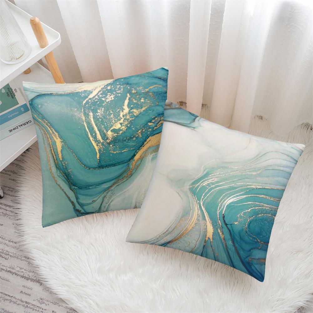 Abstract Marble Pattern Throw Pillow Case Cushion Cover Turquoise Aqua Pillowcas For Couch Sofa Bed Chair No Pillow Core Needed
