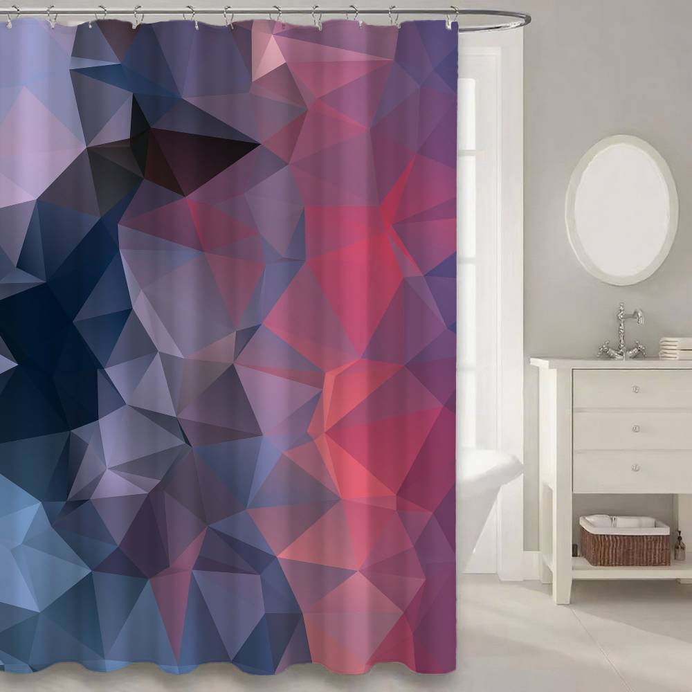 Geometry Color Shower Curtain, Bathroom Decorative Shower Curtain, Waterproof Shower Curtain With Hooks