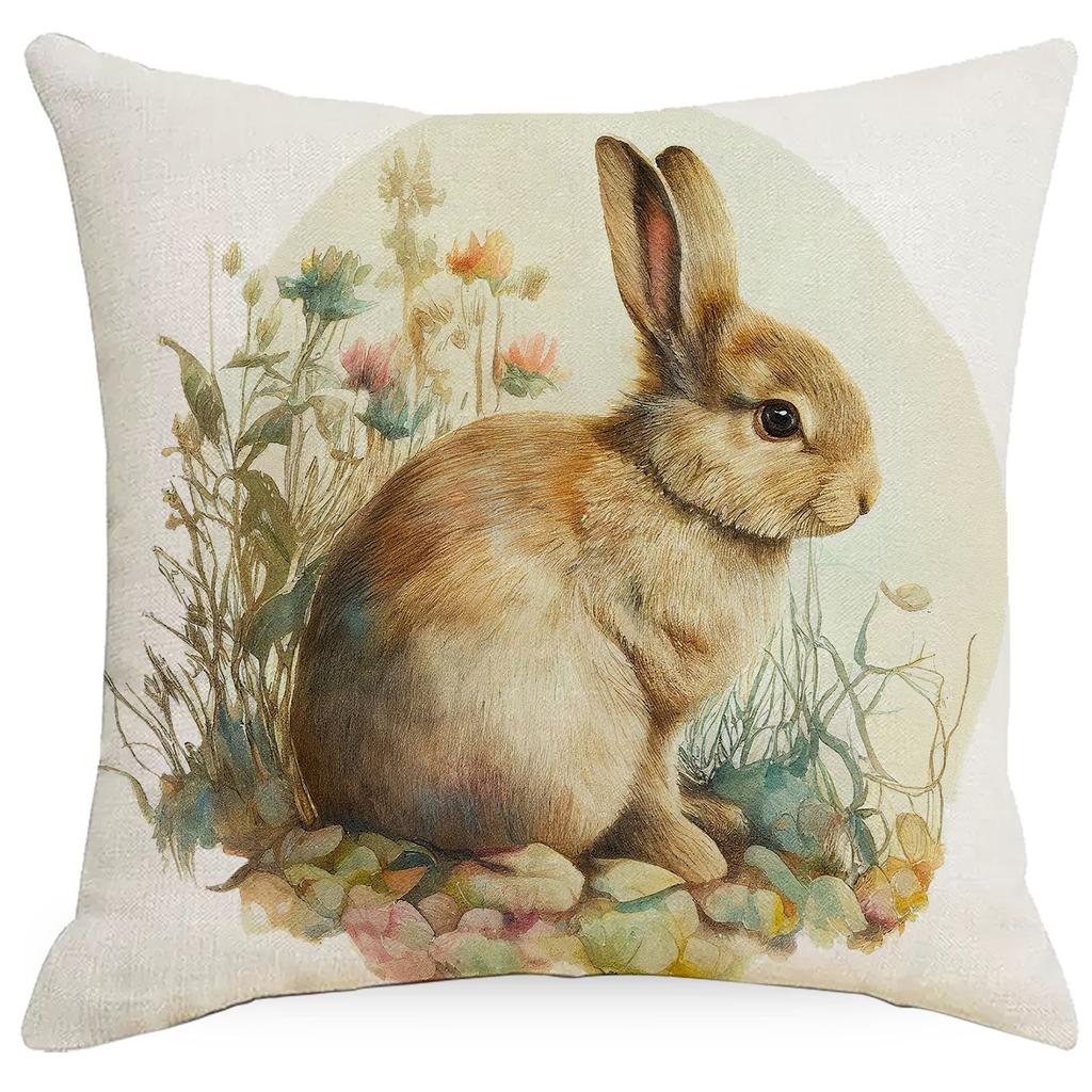 New Easter Pillowcase Spring Retro Rabbit Easter Egg Decorative Pillow Sofa Cushion Cover