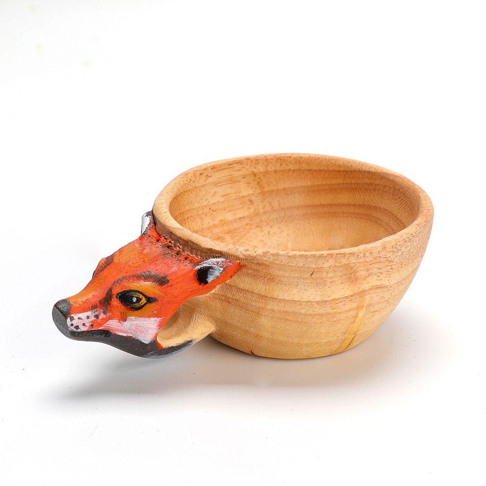 

Творческая походная деревянная кружка, кофейная чашка, чашка для воды в форме животного, вырезанная вручную