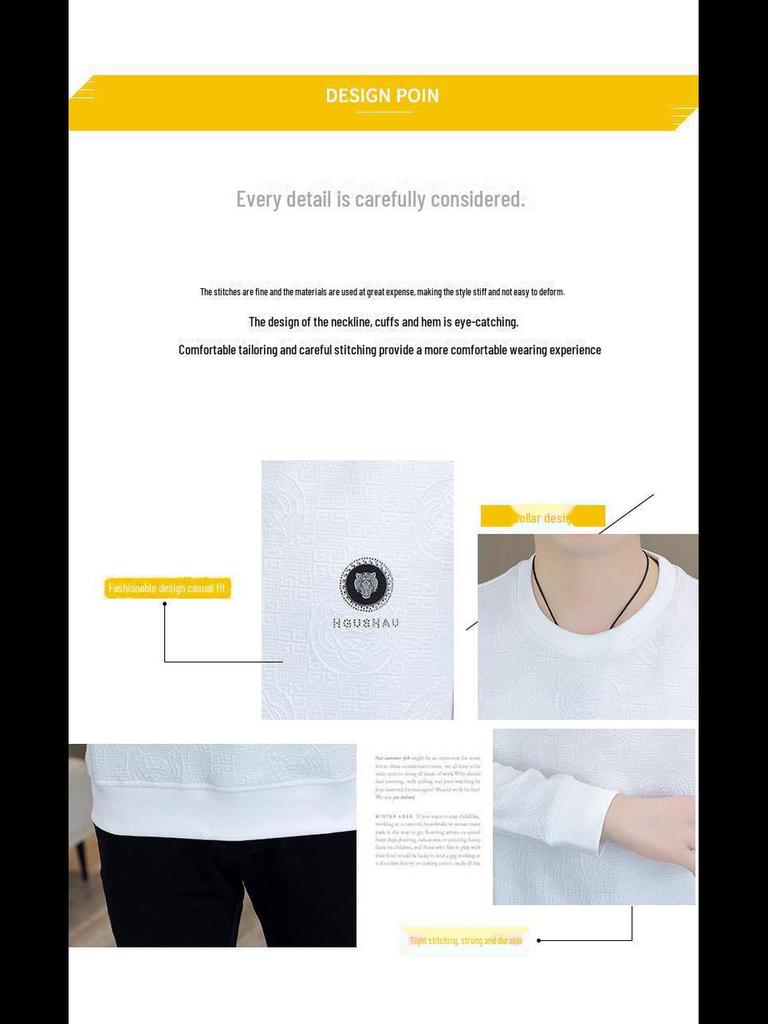 Men's Velvet Slim-Fit Long-Sleeve Sweatshirt for Spring & Autumn