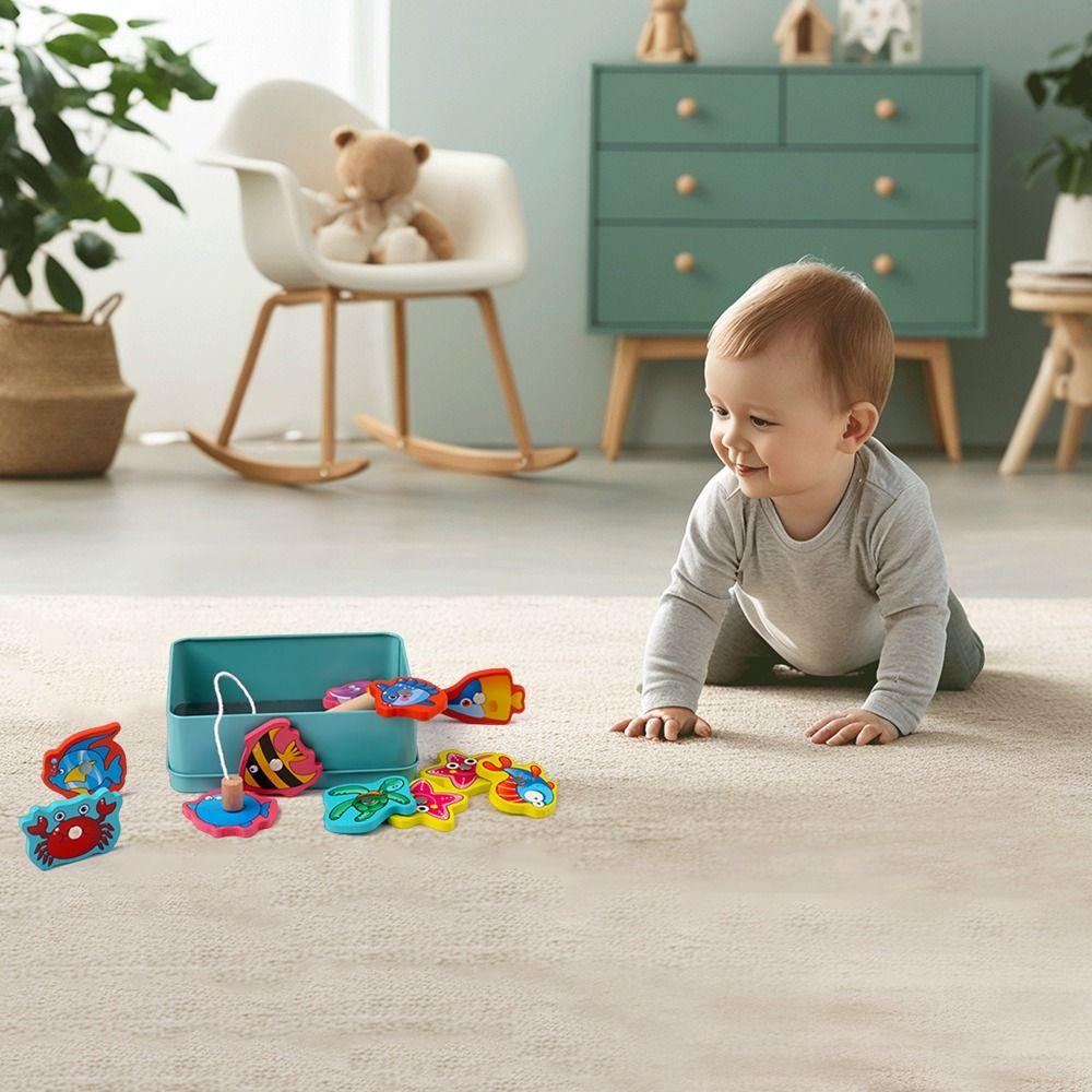 Wood Montessori Fishing Game Multicolor Fish Catching Game Educational Toy  Developmental Toy