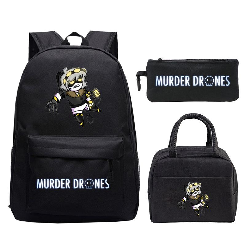 Murder Drones Cartoon Printed Children's Backpack Set Student School Bag Lunch Bag Casual Pencil Bag