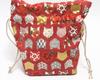 [Hasegawa] Cat Pattern Drawstring Bag with Handle, Made in Japan (Cat SilhouetteRed)