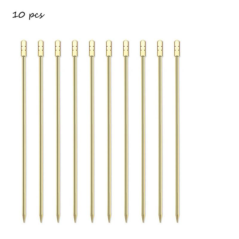 

10 шт. Пики для еды из нержавеющей стали 304, многоразовые коктейльные палочки, многоразовые пики для напитков, пики для мартини, зубочистки, пики для фруктов