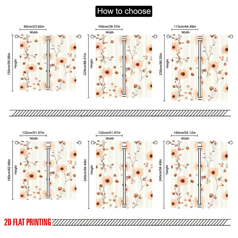 2pcs,2D plane printing Curtains Sunflower Harmony Polyester Easy Install (without rod) All Seasons Ldeal for Living Room and