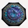 Whale Tech Glass Pattern Umbrella, Portable and Foldable Design, 8 Ribs, a Casual Accessory for Halloween, Christmas, and Birthday Gifts.