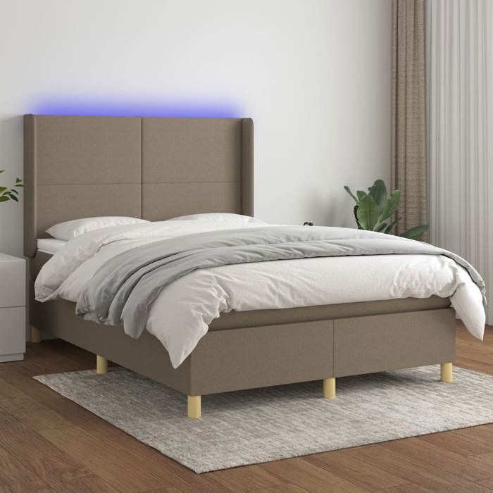 VidaXL Slat Bed Base with Mattress and LED, Upholstered Bed, Double Bed, Adult Bed for Interior Bedroom, 3138713
