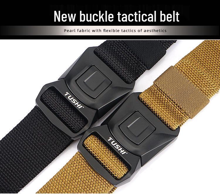 Men's 2020 Nylon Tactical Belt with Safety Buckle for Outdoor Sports & Combat