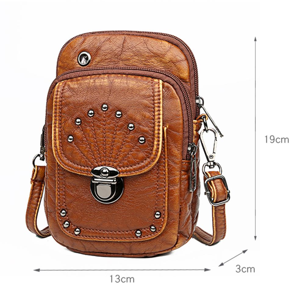 Mode Frauen Niet Umhängetasche Weiche PU Leder Frau Retro Handytasche