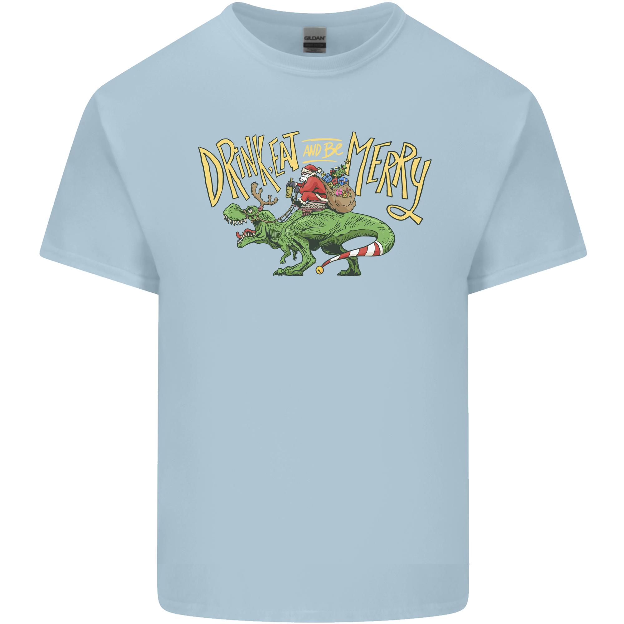 Santa TRex Drink Eat Merry Funny Christmas Unisexs Light Cotton TShirt S