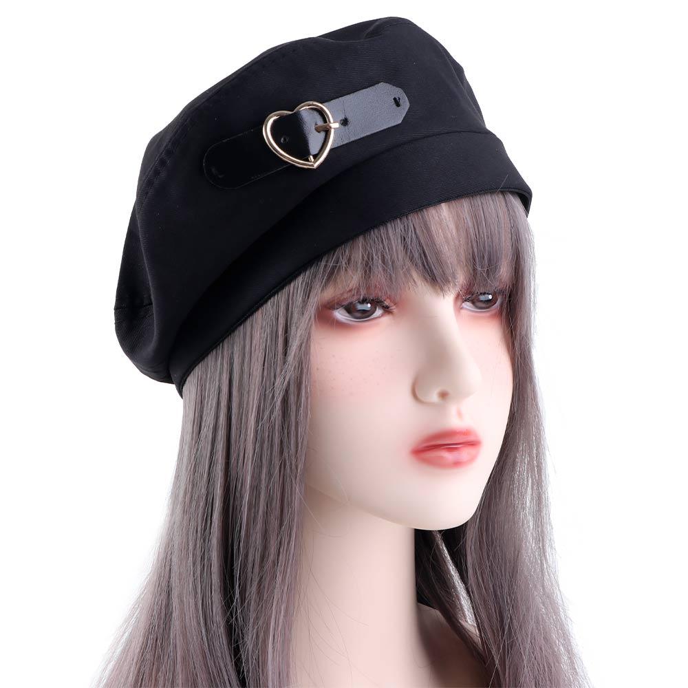 Retro Elegant Winter Autumn Female Keep Warm Love Heart Leather Buckle Painter Hat Women Caps Beret