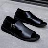 Fashion Luxury Business Men's Sandals Men Beach Shoes SandalsGenuine Leather Non-slip Men's Slippers Breathable Outdoor Driving Sandals