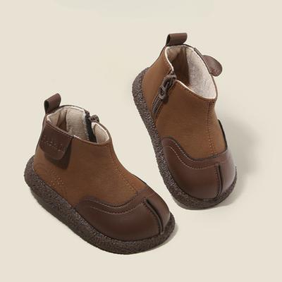 Kinder Lederstiefel Baby Kleinkind Schuhe Jungen Kurze Stiefel Mädchen Rutschfeste Baumwollschuhe