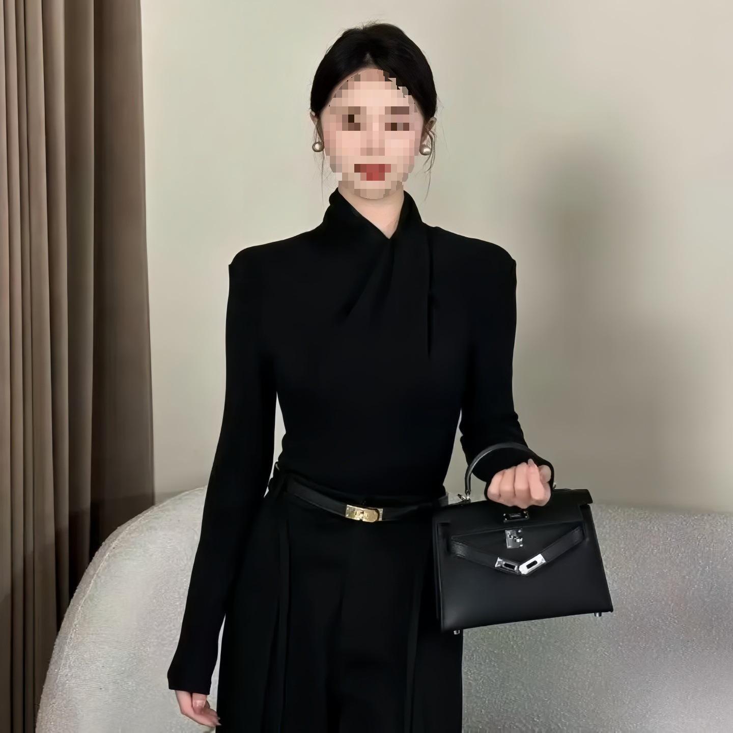 

Women s French Knot Long-Sleeve Winter T-Shirt - Elegant Warm Base Layer M (100-110 Jin)