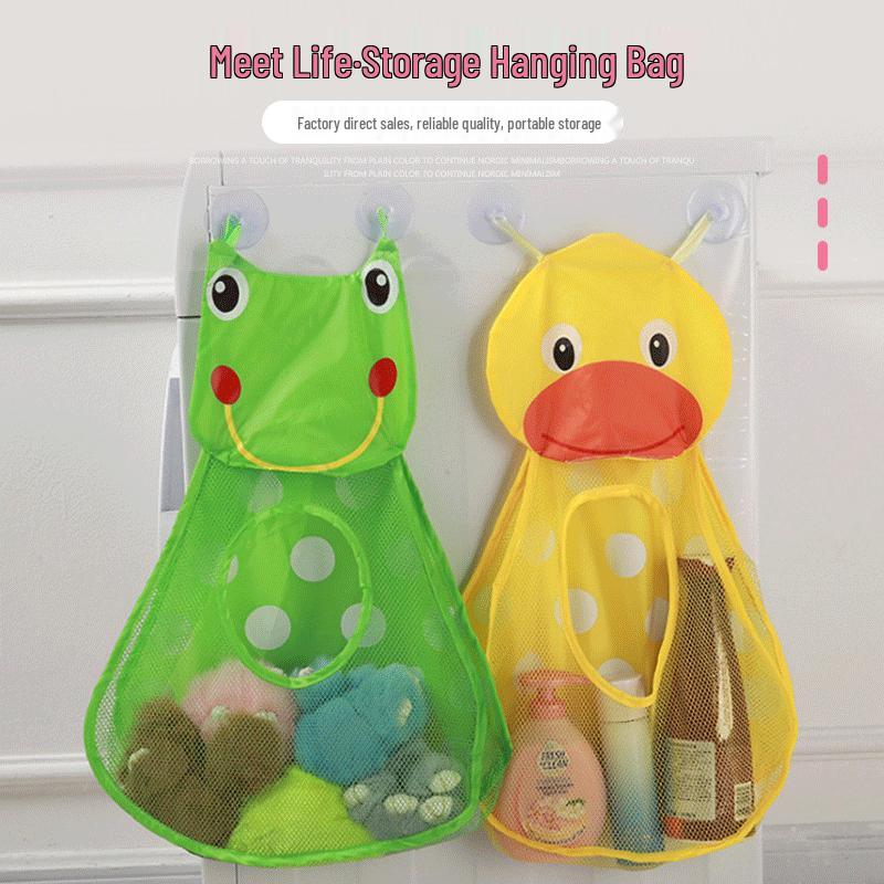 Yellow Duck & Frog Bath Toys Suction Cup Storage Bag