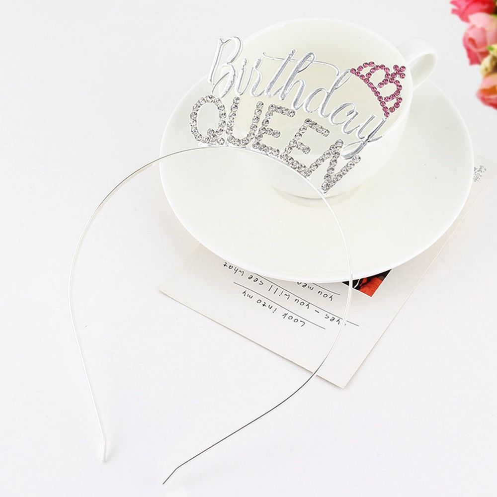 Zinc Zinc Alloy Letter Birthday Gift Birthday Queen Headband Birthday Hair Hoop  Crown Female Jewelry