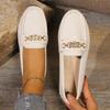 Large size Doudou shoes women's autumn new round head shallow mouth rhinestone chain flat bottom casual shoes