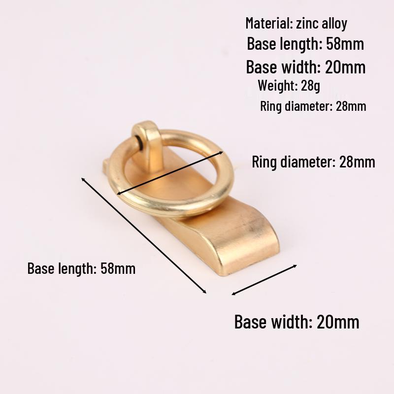 Gold Chinese Style Hidden Ring Handle - Brushed Copper Wardrobe Zinc Alloy