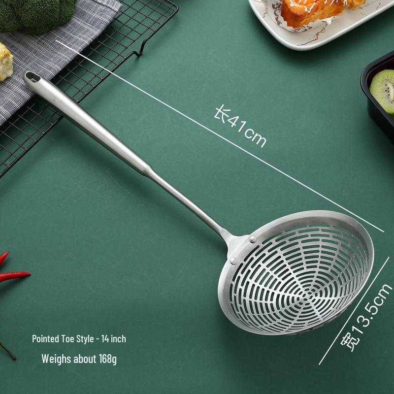 Stainless Steel Ladle with Rosewood Handle - Large Draining Sieve for Hot Pot & Frying